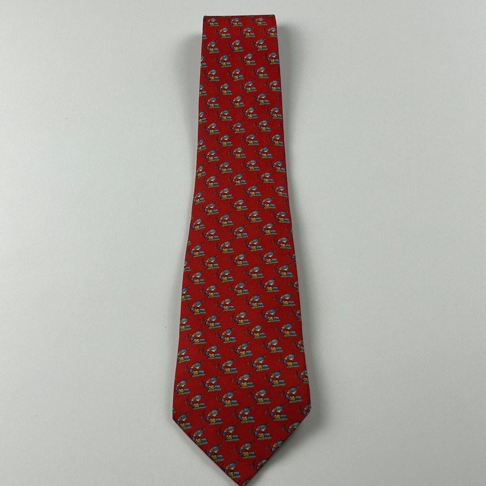 Salvatore Ferragamo‎ Red Toucan Bird Novelty 100% Silk Tie Italy